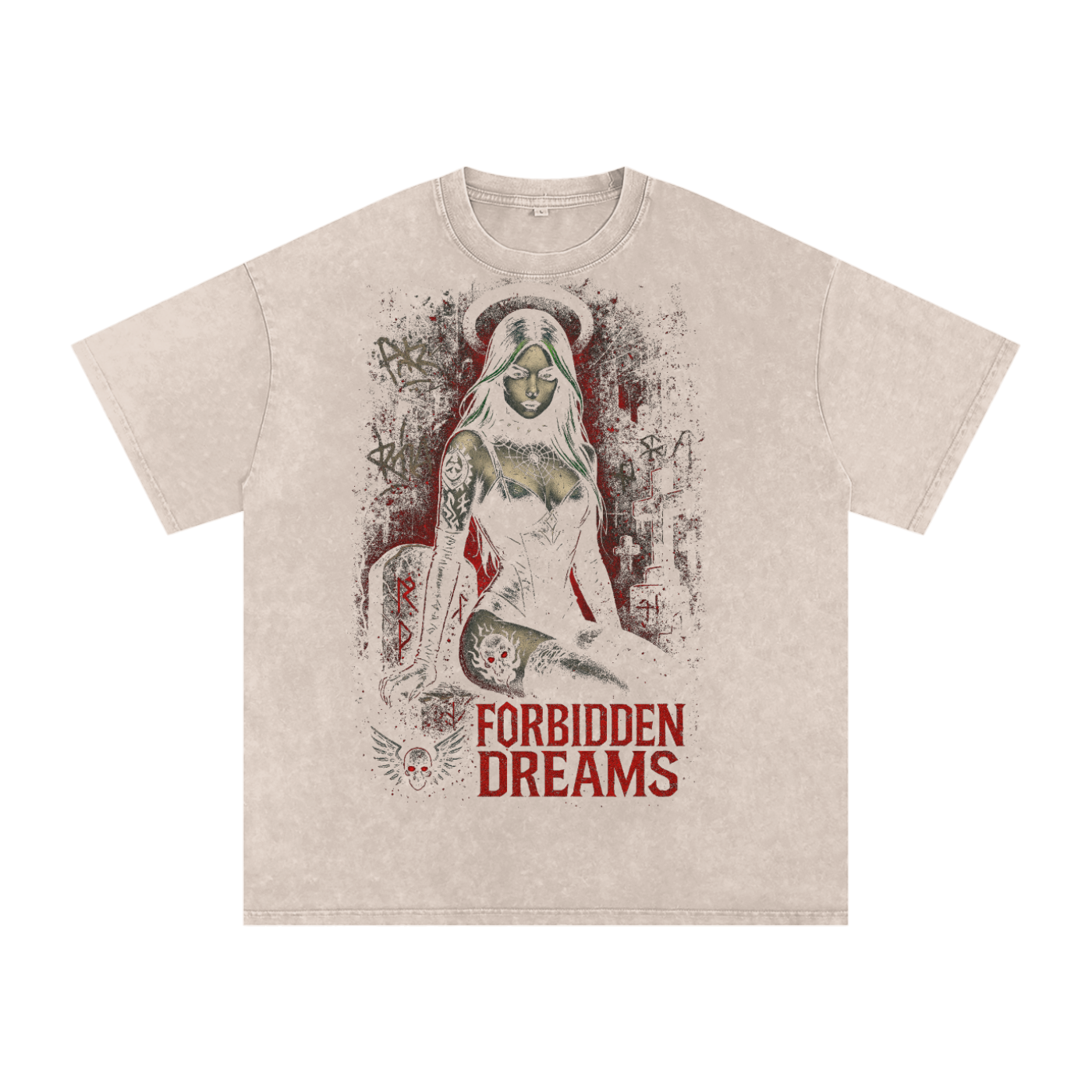 “Graveborn Siren” - Acid Wash Oversize T-Shirt From $65